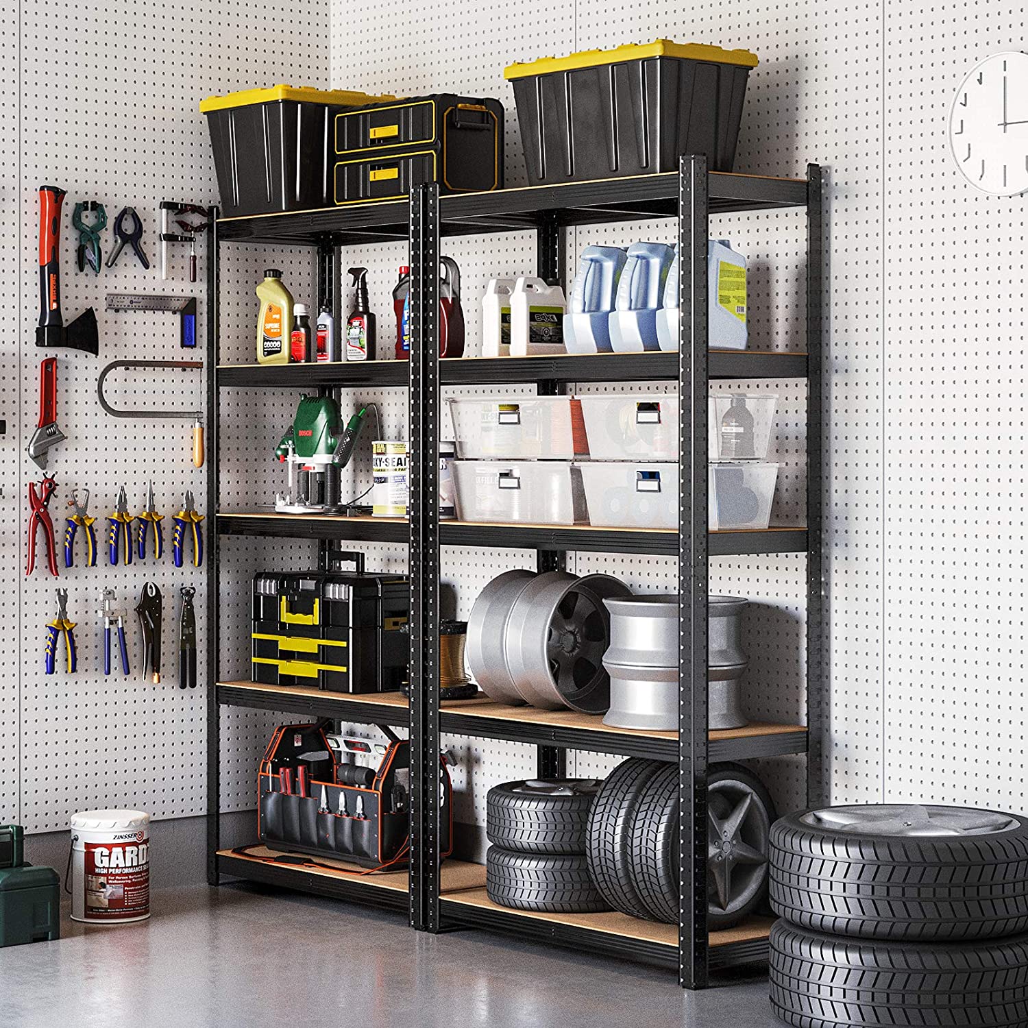 Storage cabinet - Set of 2 - Metal frame - 200 x 100 x 50 cm - taxable up to 875 kg - Black