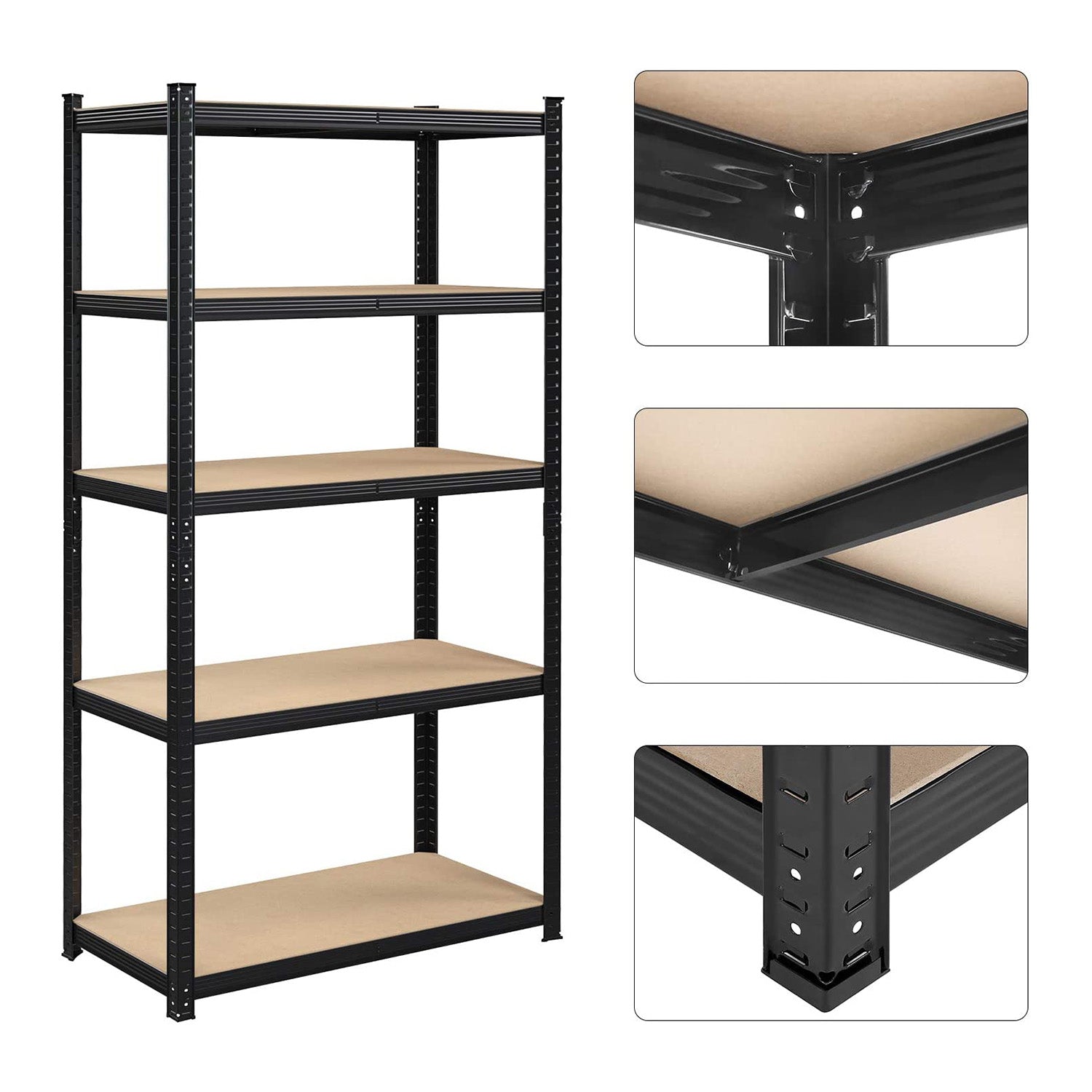 Storage cabinet - Set of 2 - Metal frame - 200 x 100 x 50 cm - taxable up to 875 kg - Black