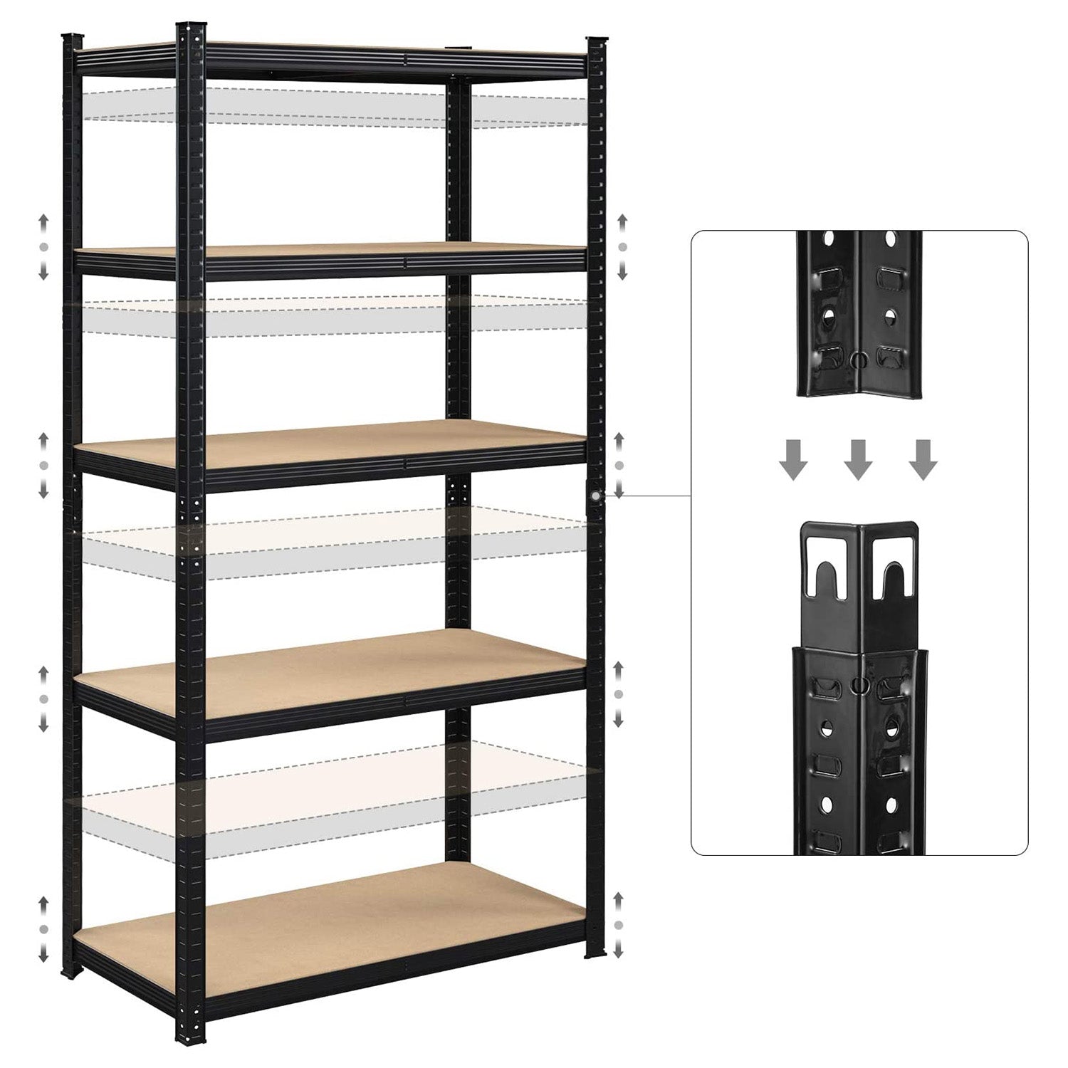 Storage cabinet - Set of 2 - Metal frame - 200 x 100 x 50 cm - taxable up to 875 kg - Black
