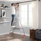 Ladder - Aluminum stairladder - 6 steps - Gray / Orange