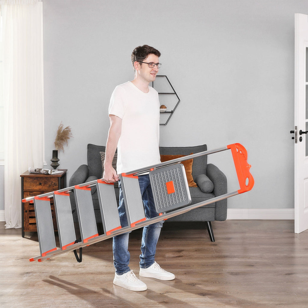 Ladder - Aluminum stairladder - 6 steps - Gray / Orange