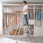 Ladder - Aluminum stairladder - 6 steps - Gray / Orange