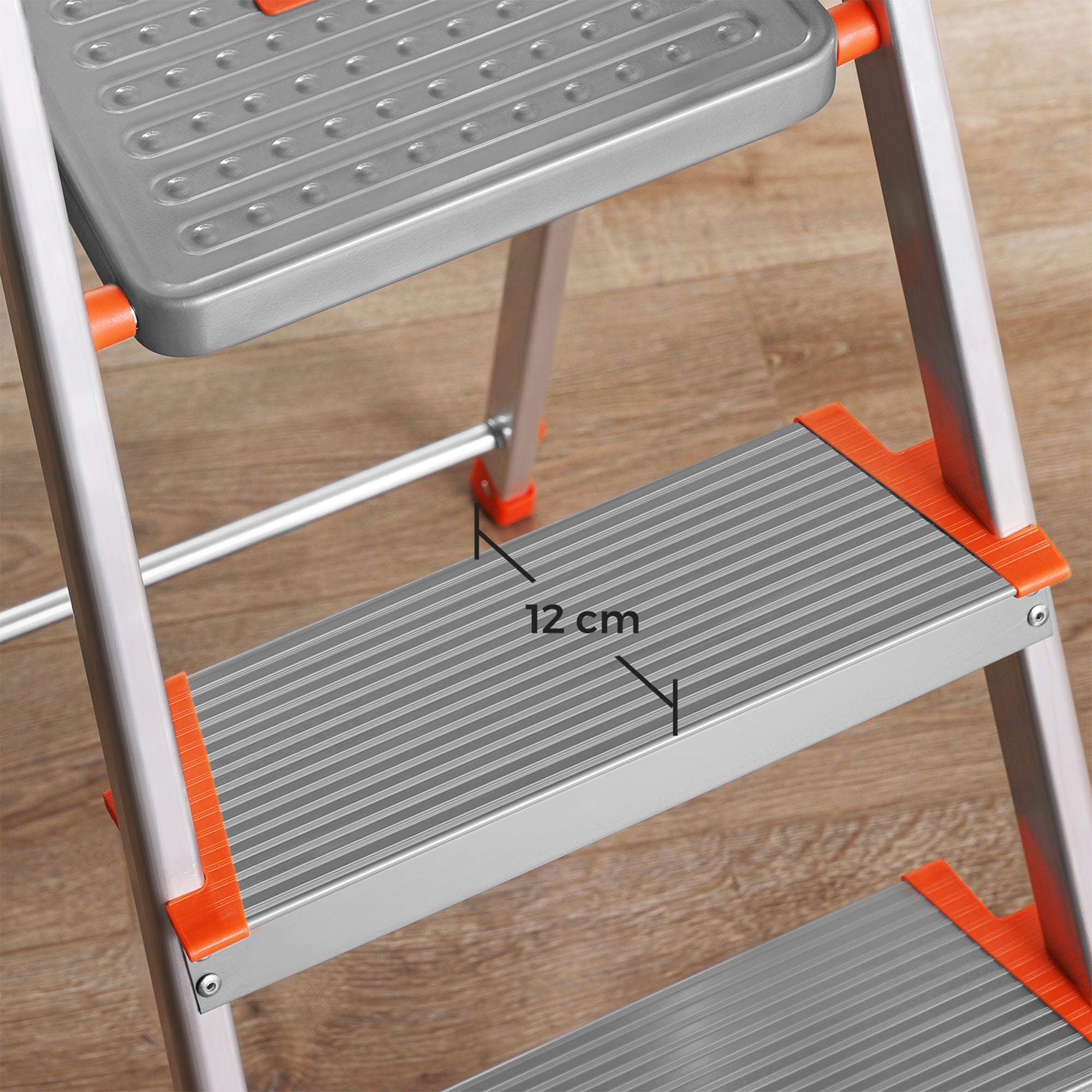Ladder - Aluminum stairladder - 6 steps - Gray / Orange
