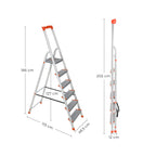 Ladder - Aluminum stairladder - 6 steps - Gray / Orange