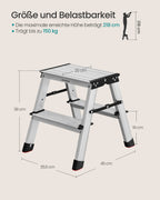 Ladder-with 2 non-slip steps-silver-gray-ink black