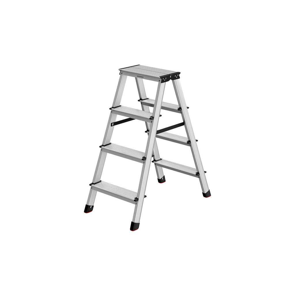 Ladder-with 4 non-slip steps-silver-gray-ink black