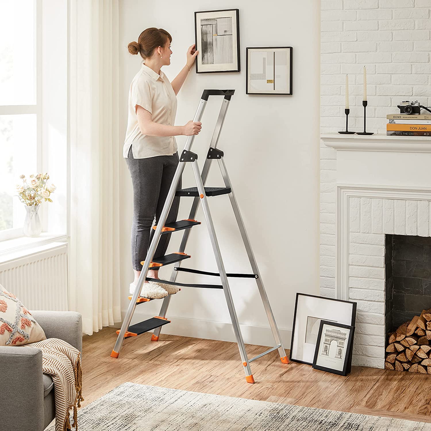Stairladder - Foldable - 5 steps - Aluminum - up to 150 kg