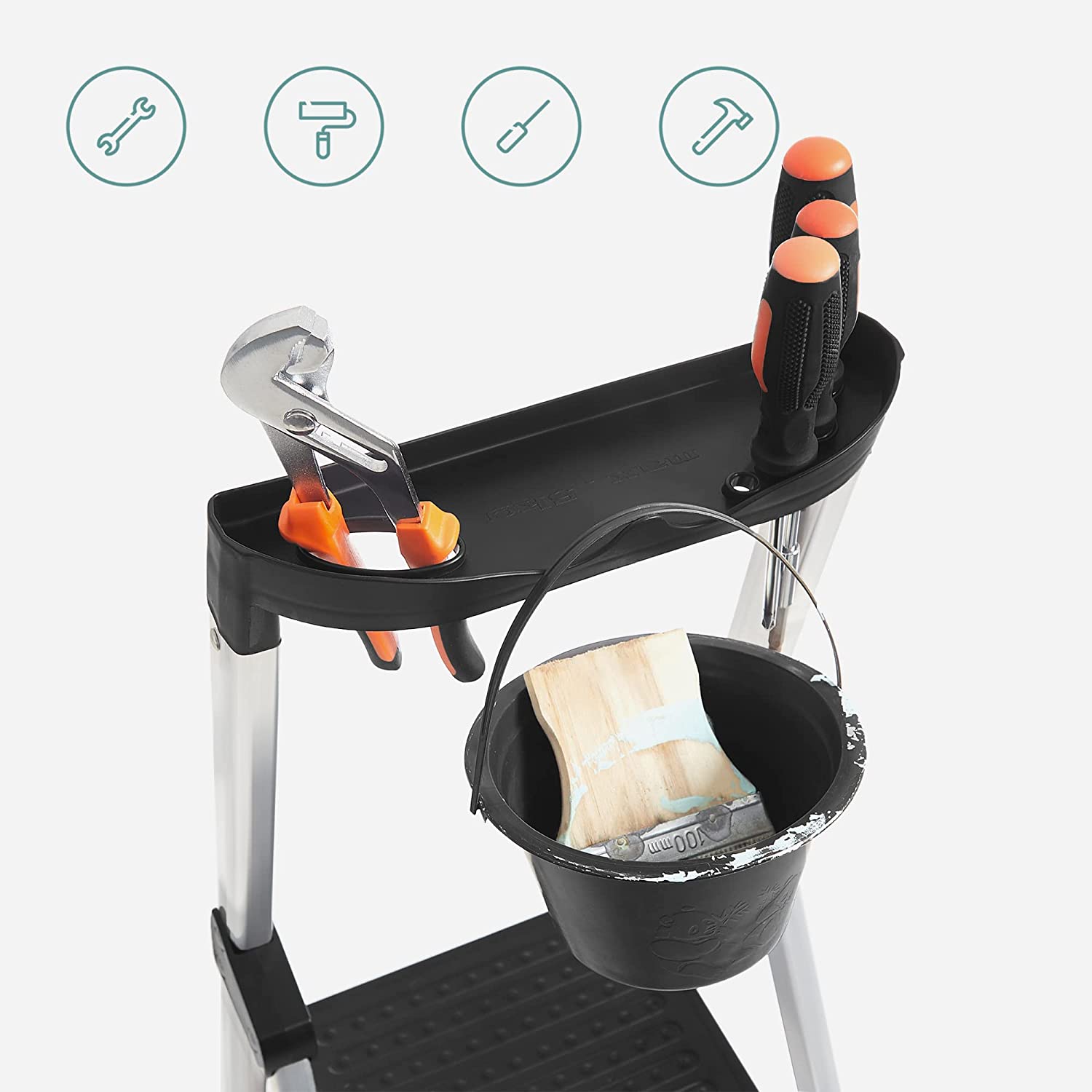 Stairladder - Foldable - 5 steps - Aluminum - up to 150 kg