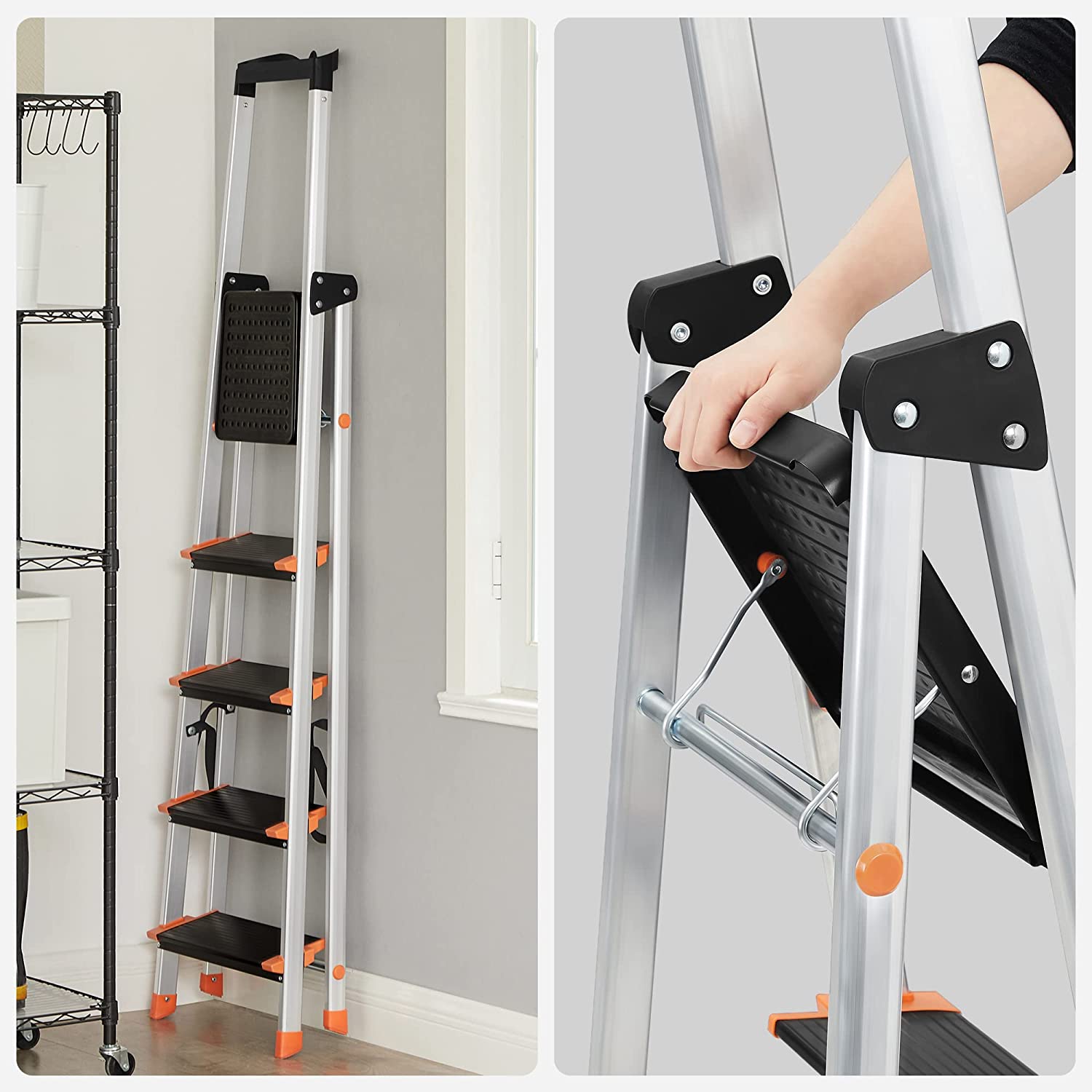 Stairladder - Foldable - 5 steps - Aluminum - up to 150 kg