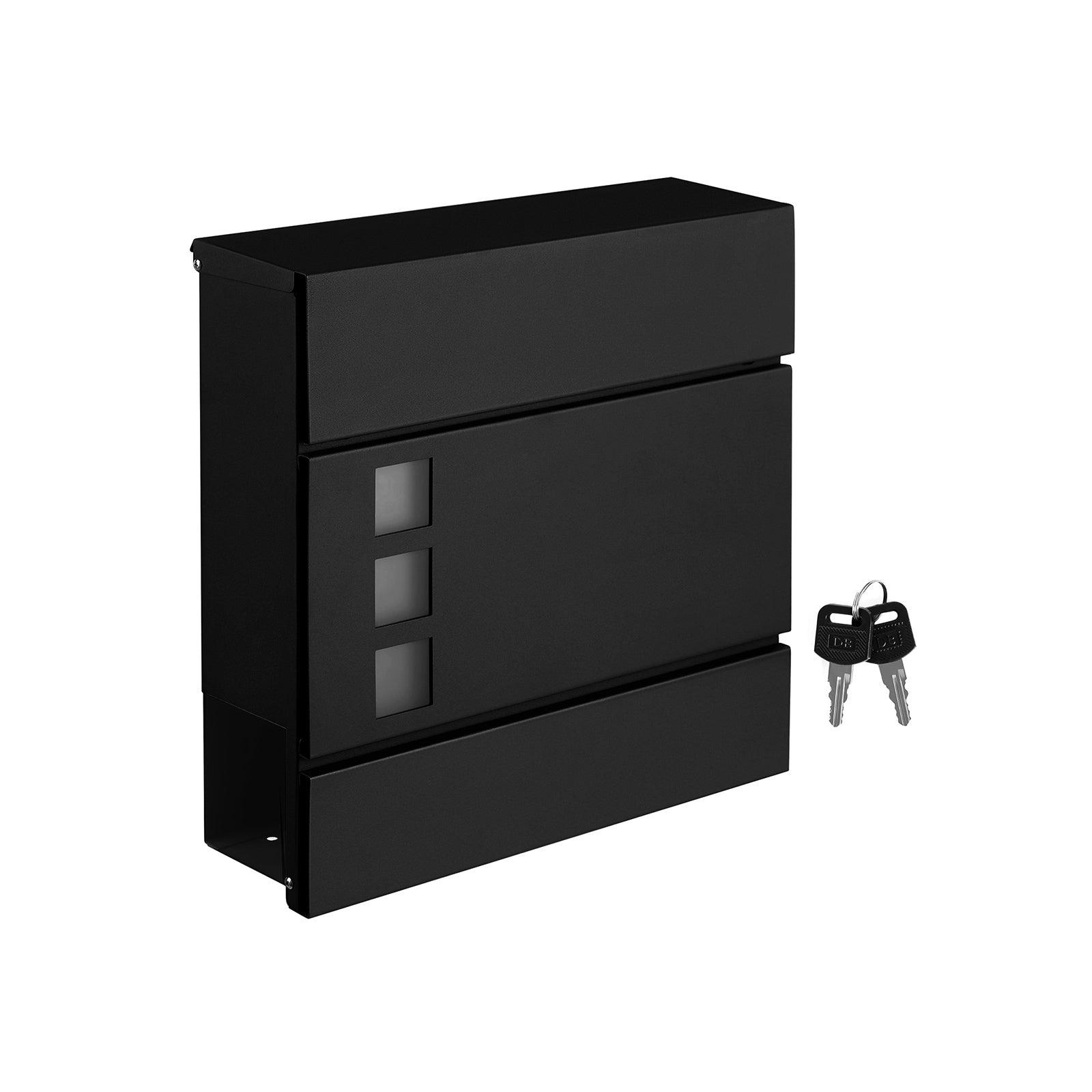 Mailbox - Modern wall letterbox - With newspaper compartment - Lockable - Black