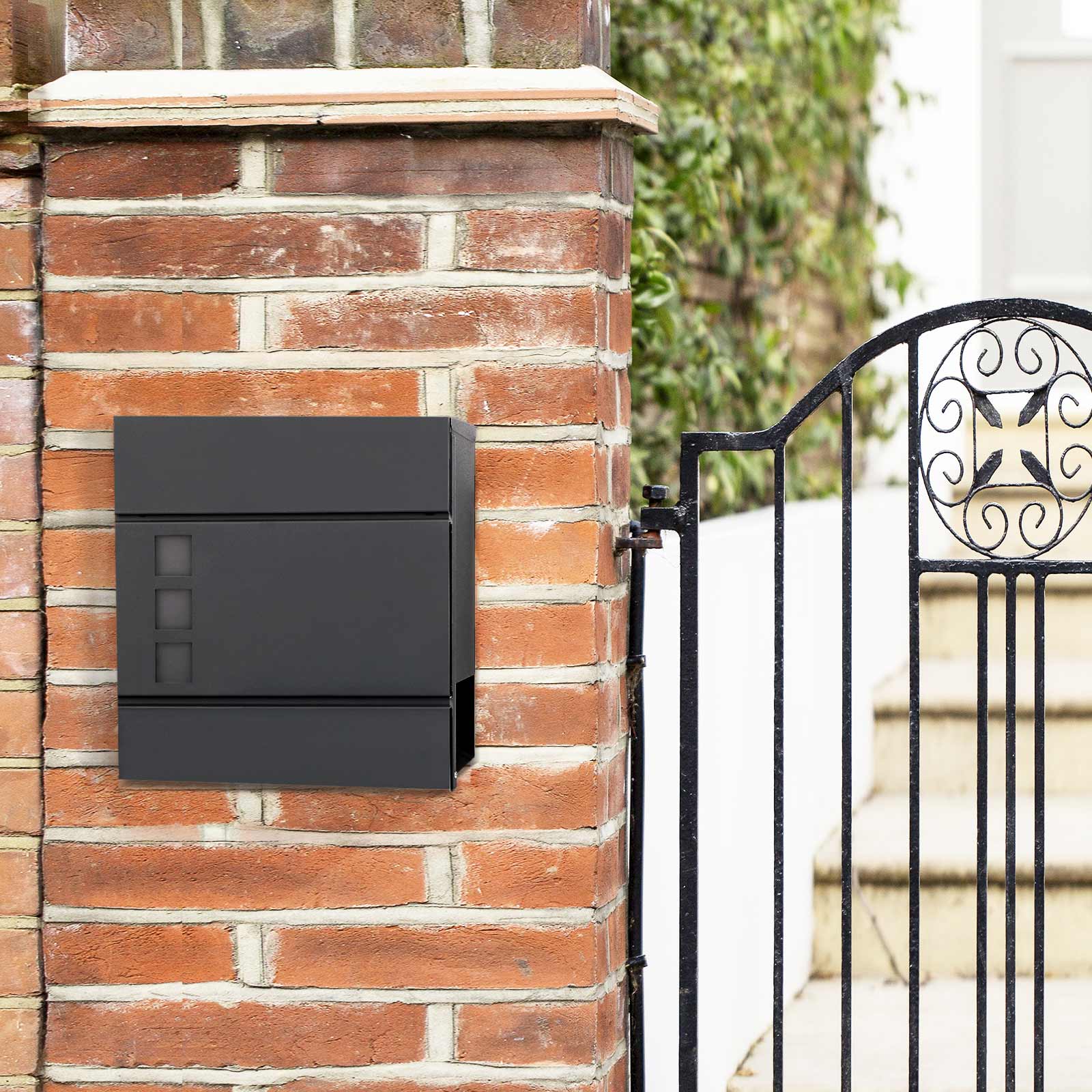 Mailbox - Modern wall letterbox - With newspaper compartment - Lockable - Black
