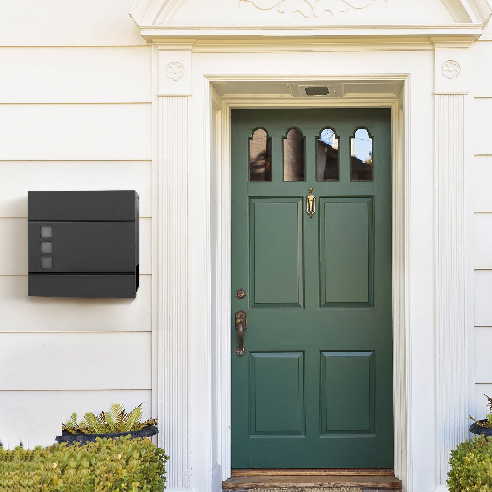 Mailbox - Modern wall letterbox - With newspaper compartment - Lockable - Black