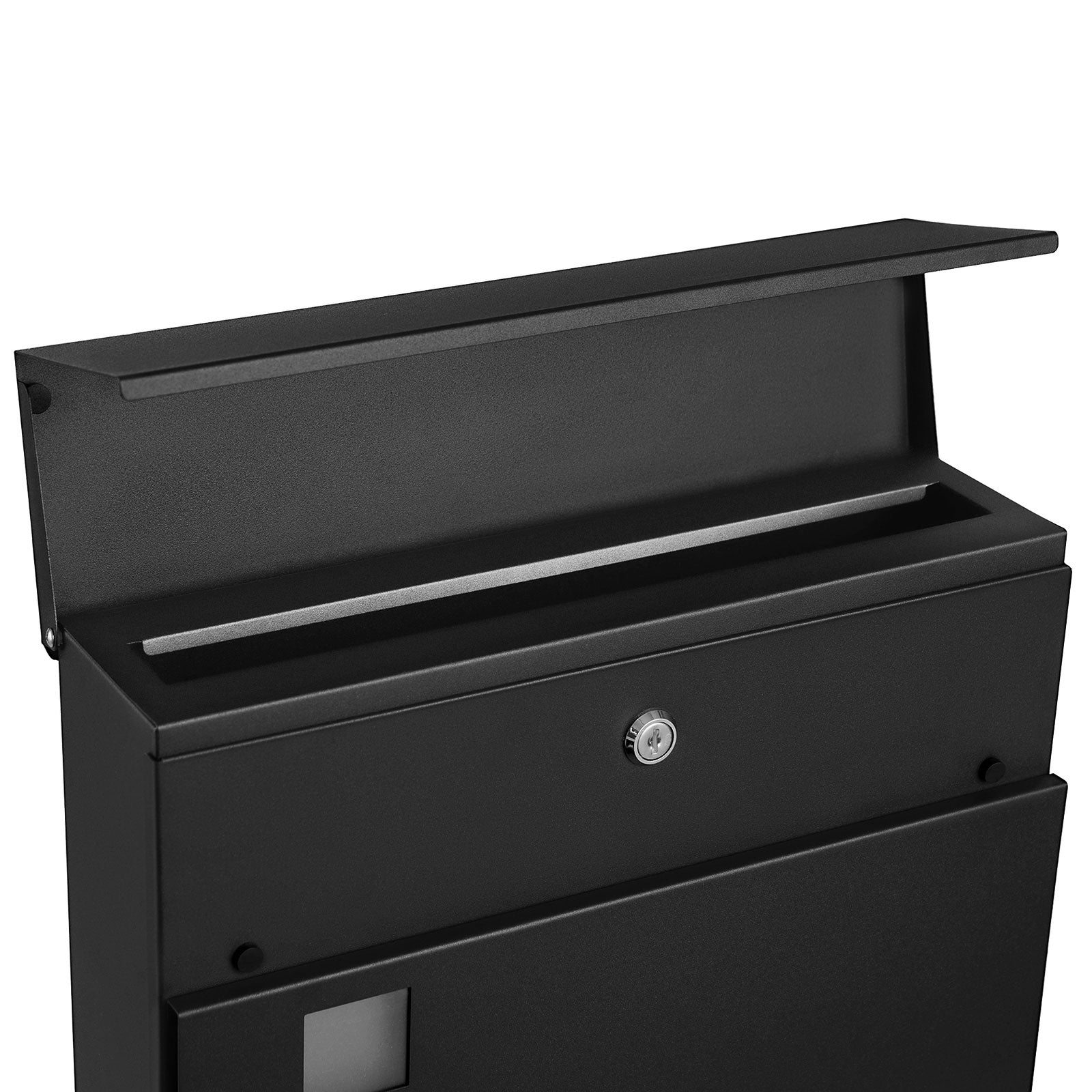 Mailbox - Modern wall letterbox - With newspaper compartment - Lockable - Black