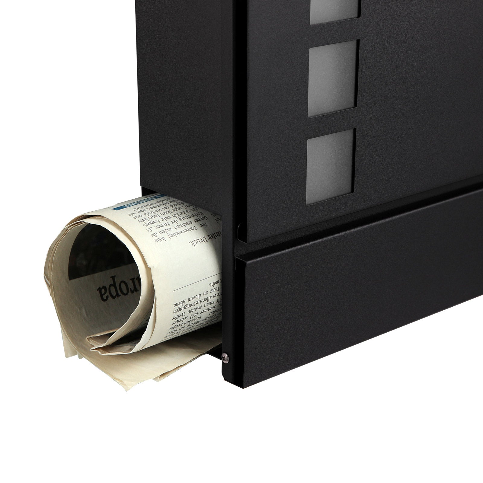 Mailbox - Modern wall letterbox - With newspaper compartment - Lockable - Black