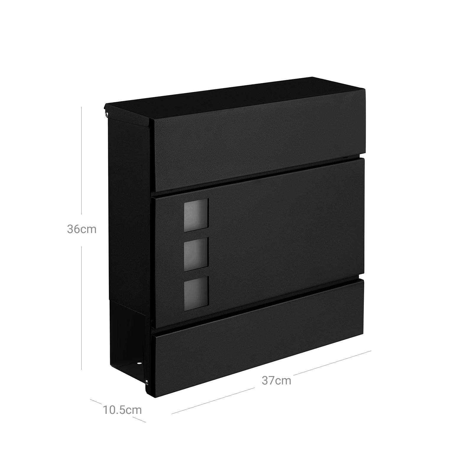 Mailbox - Modern wall letterbox - With newspaper compartment - Lockable - Black