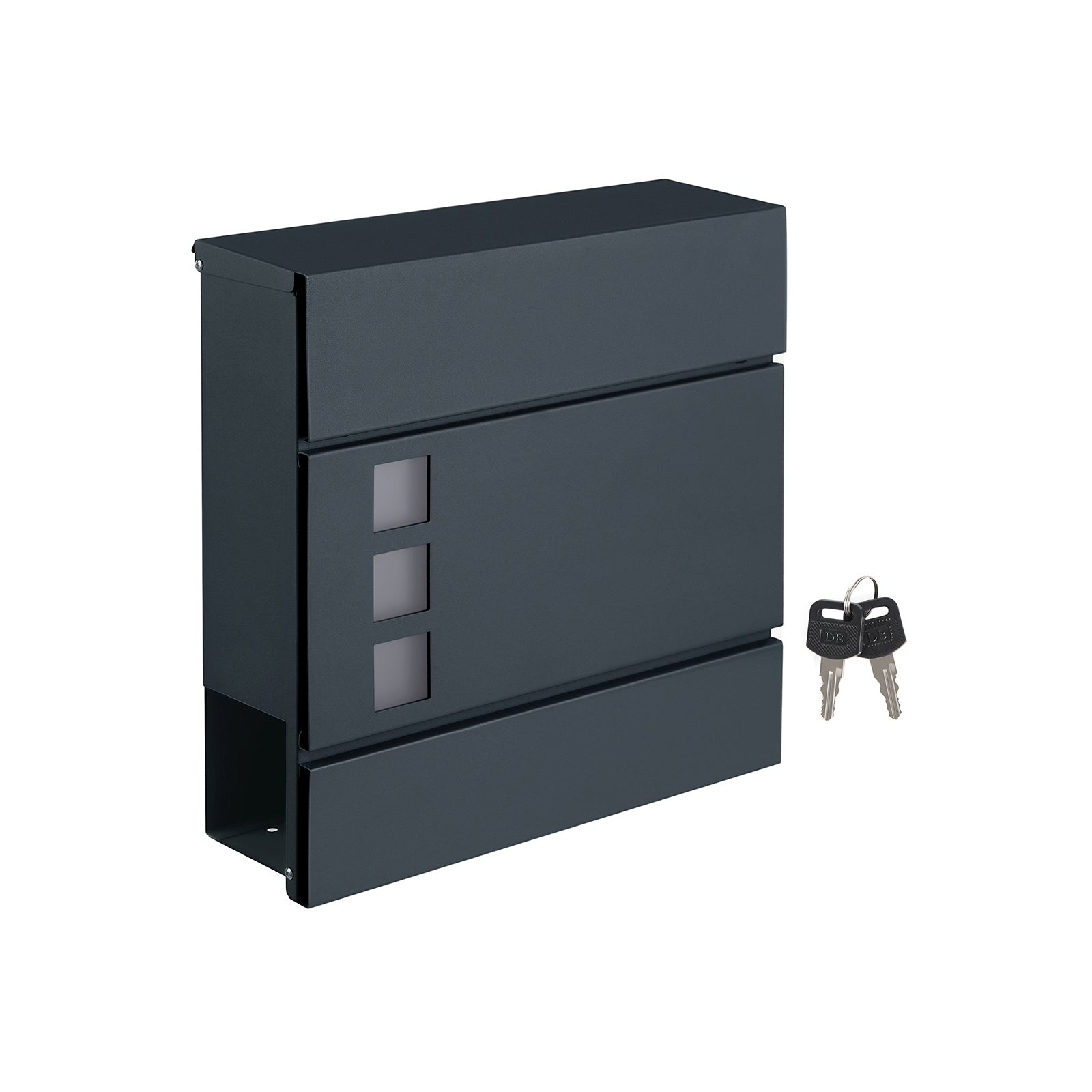 Mailbox - Modern wall letterbox - With newspaper compartment - Lockable - Black