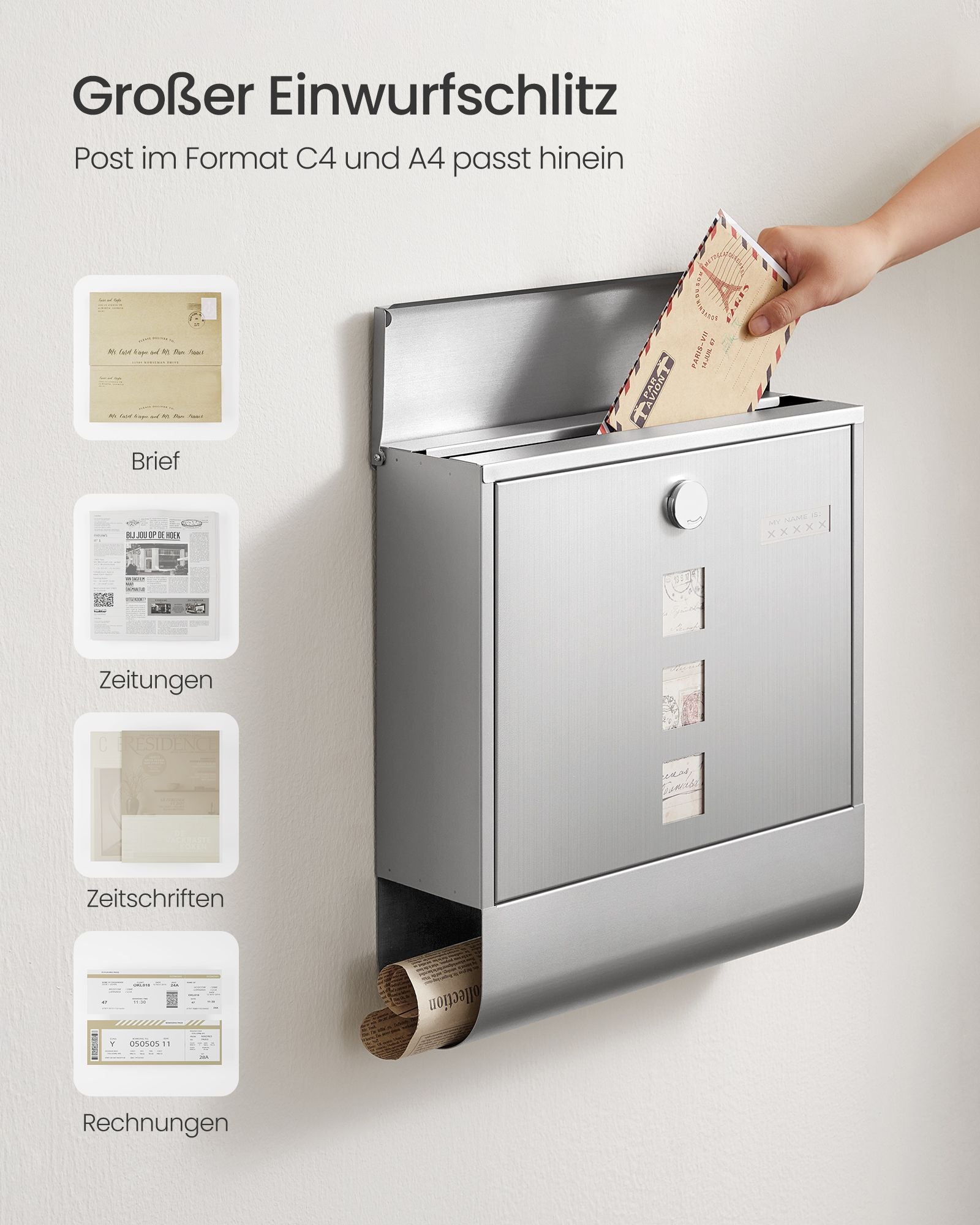 Letterbox - with silver copper slot cylinder
