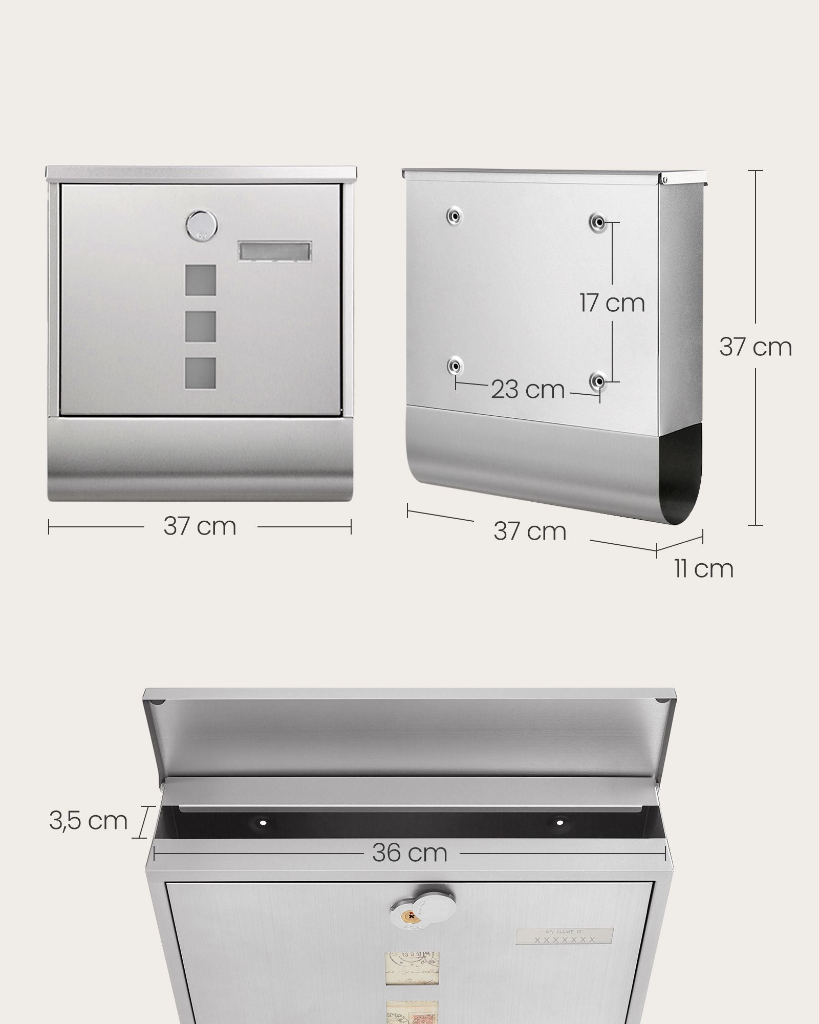 Letterbox - with silver copper slot cylinder
