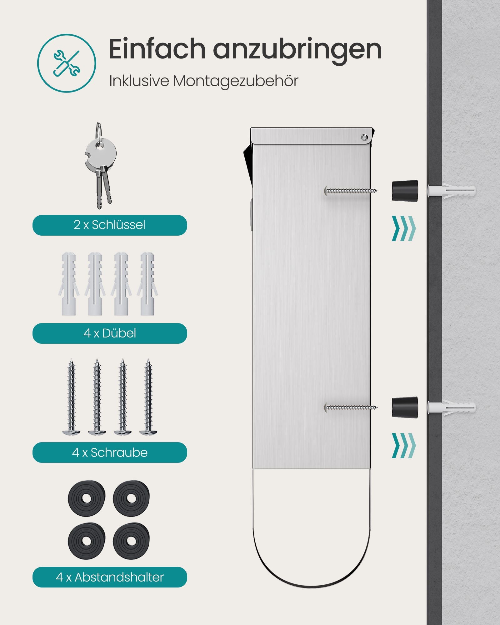 Letterbox - with silver copper slot cylinder