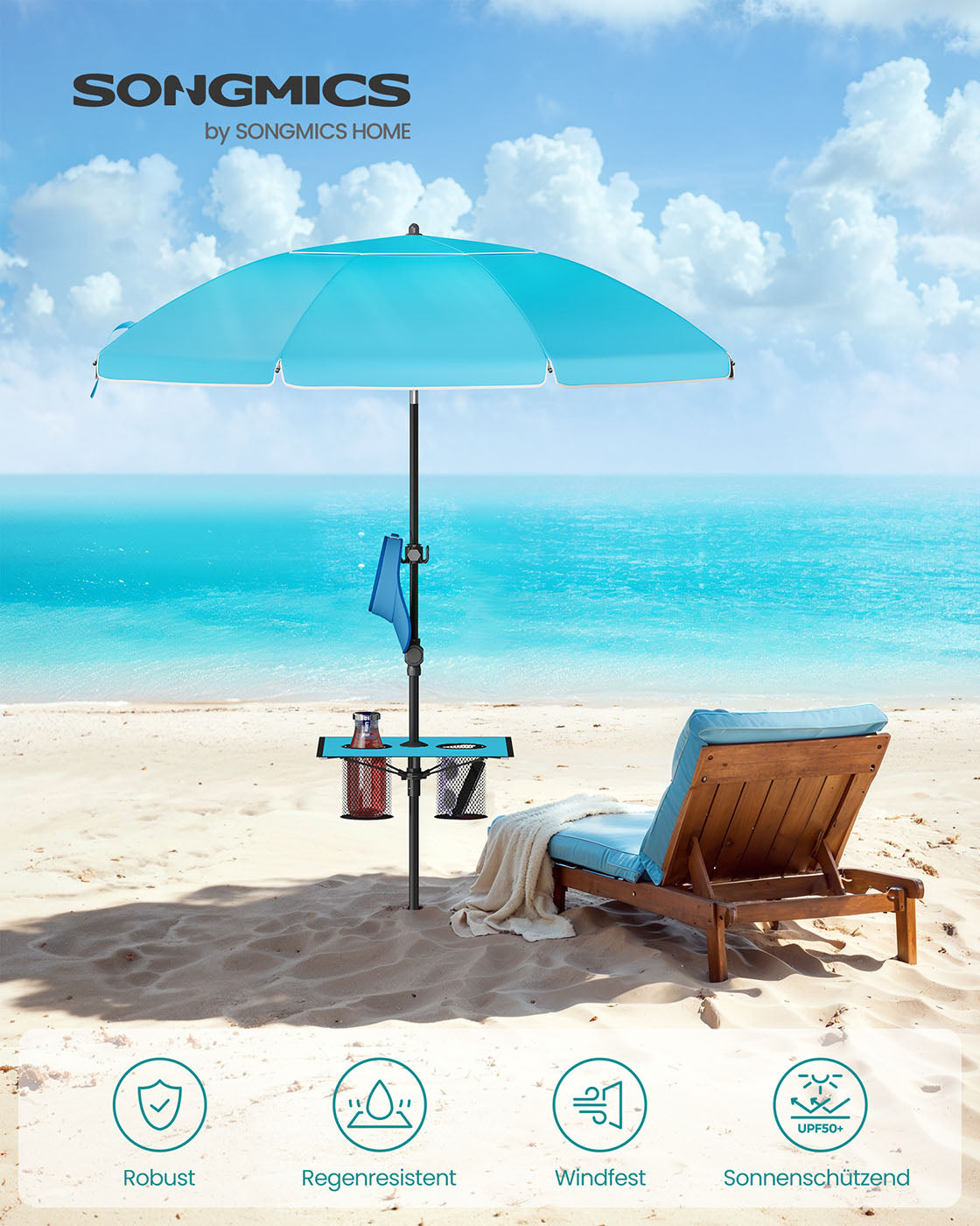 Parasol UPF 50+ - 30 ° Tiltable - without standard