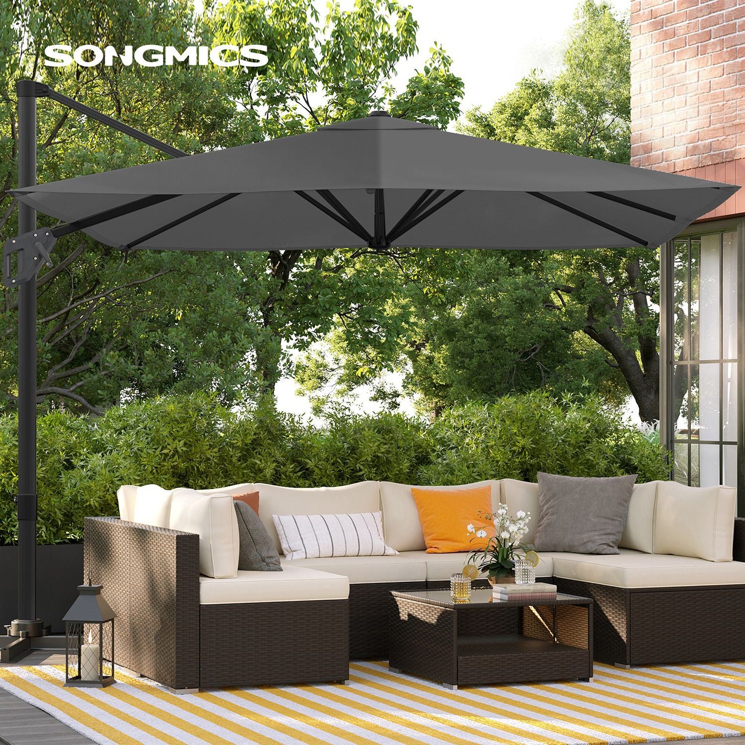 Parasol 290 x 290 cm 360 ° rotatable with standard