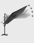 Parasol 290 x 290 cm 360 ° rotatable with standard