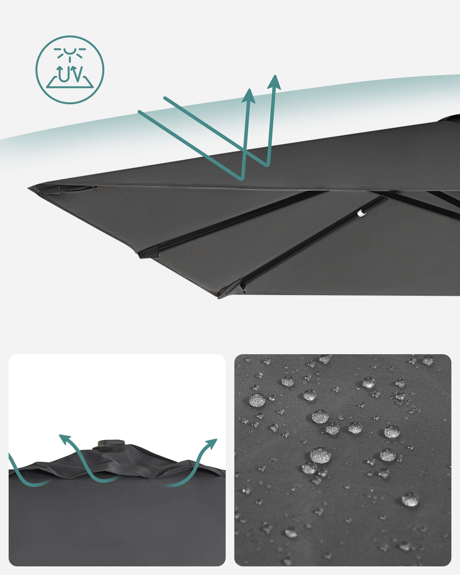 Parasol 290 x 290 cm 360 ° rotatable with standard