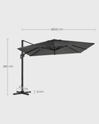 Parasol 290 x 290 cm 360 ° rotatable with standard