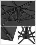 Parasol 290 x 290 cm 360 ° rotatable with standard