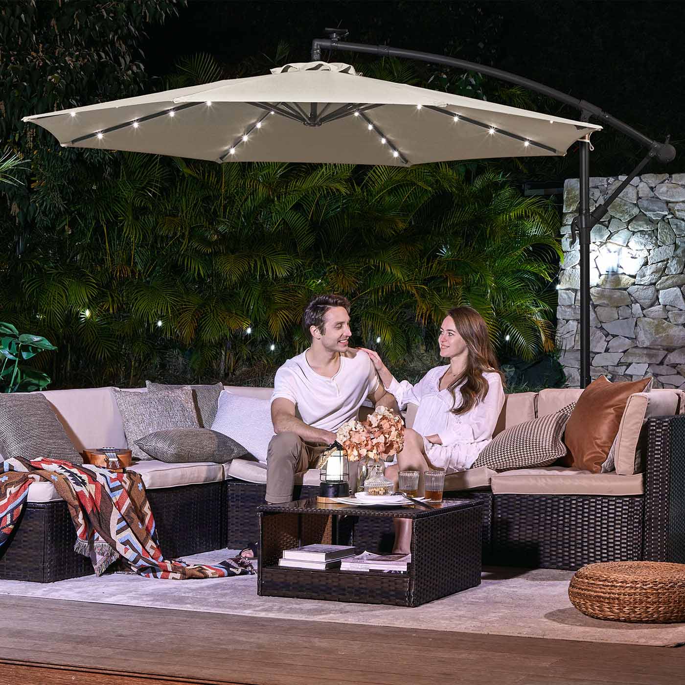 Parasol on solar energy with LED lighting-Modern Design