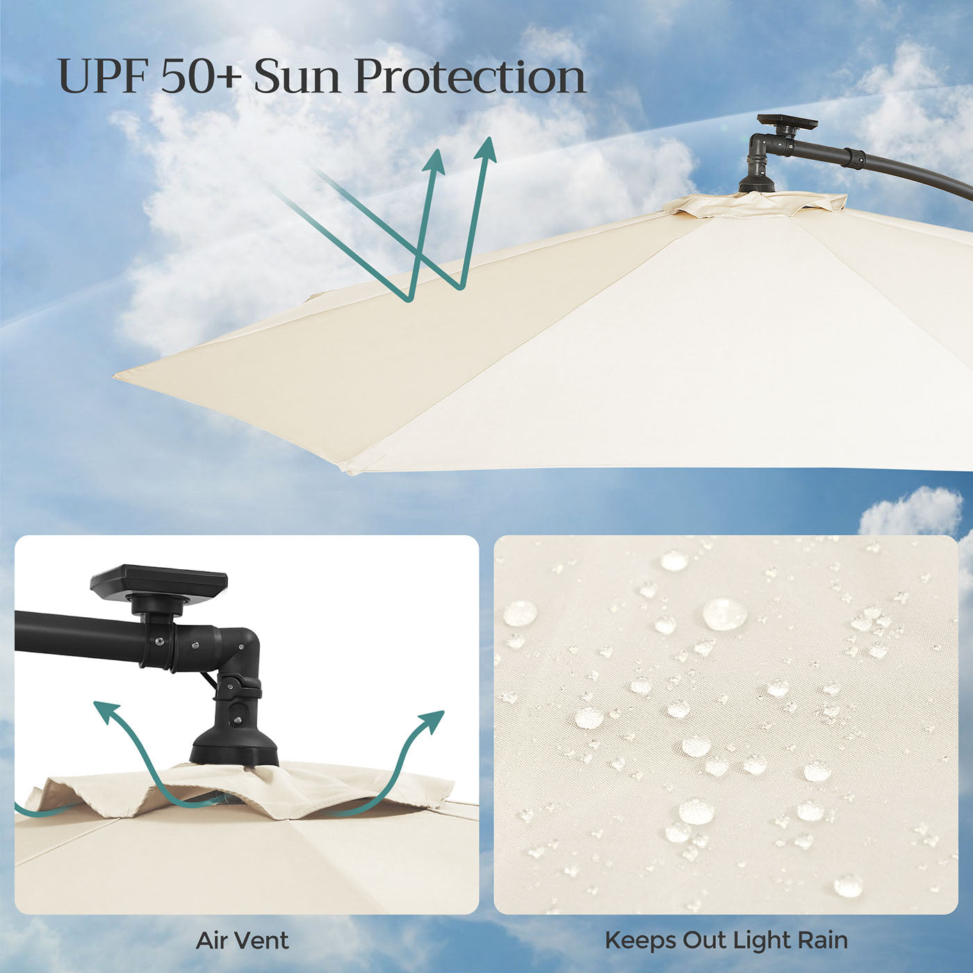 Parasol on solar energy with LED lighting-Modern Design