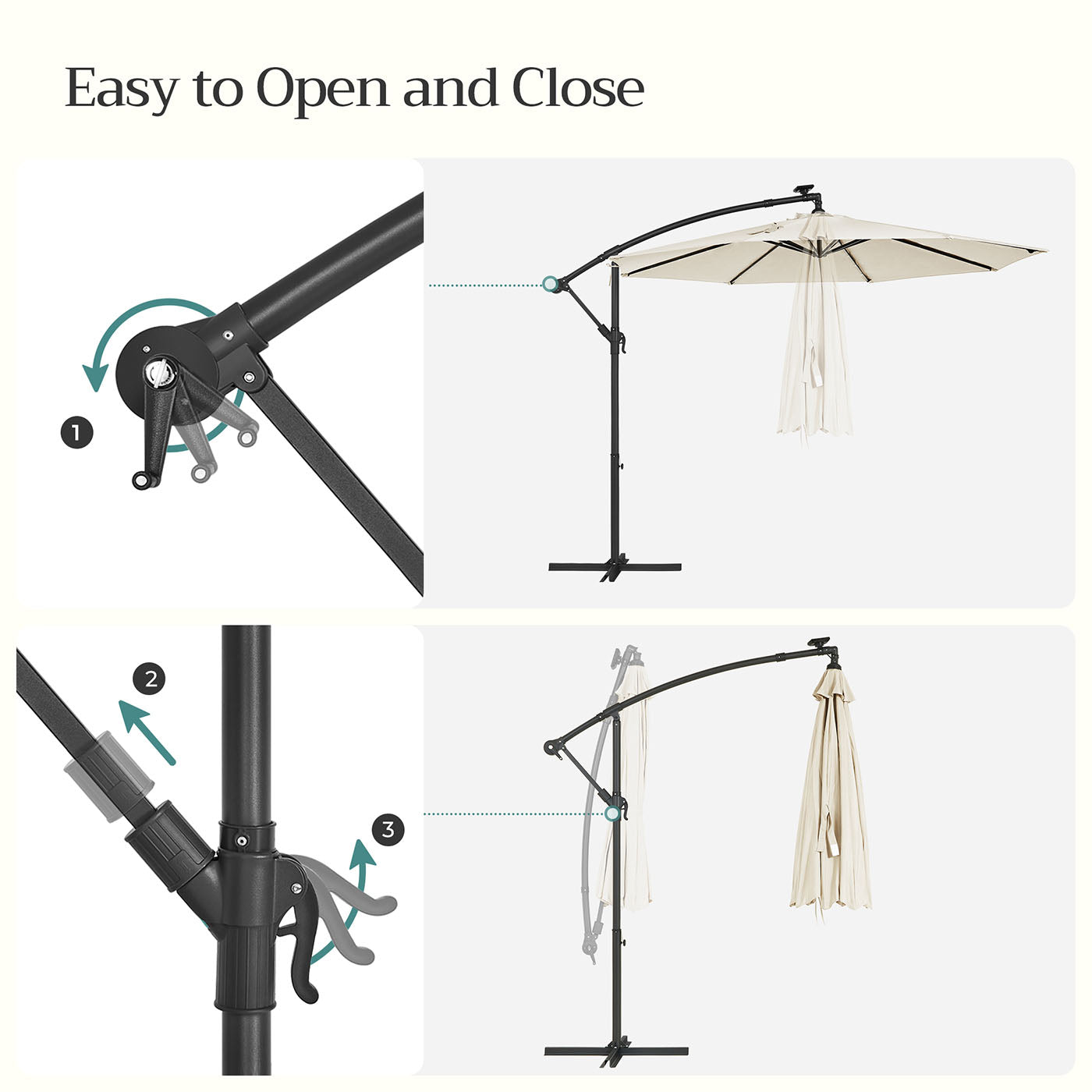 Parasol on solar energy with LED lighting-Modern Design