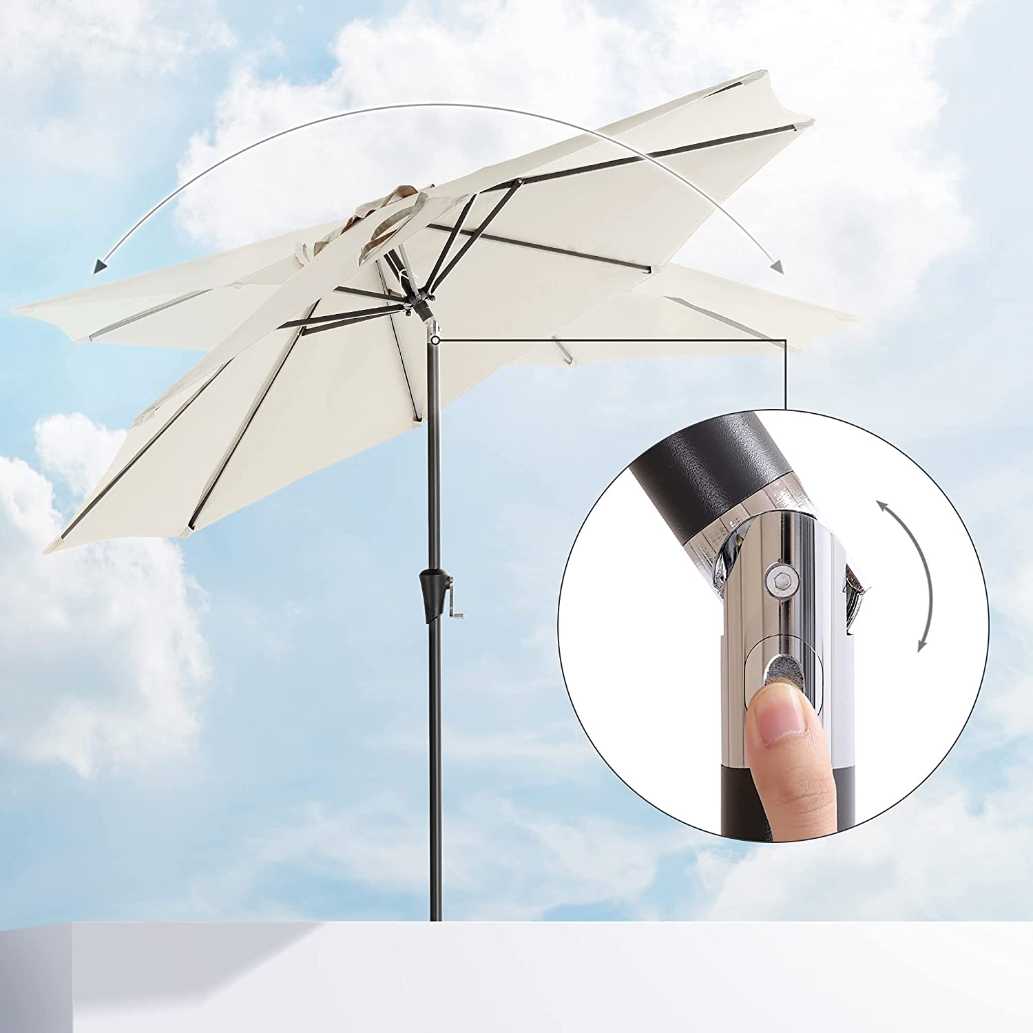 Parasol - Garden parasol - Ø 270 cm - Tiltable - With crank - Beige