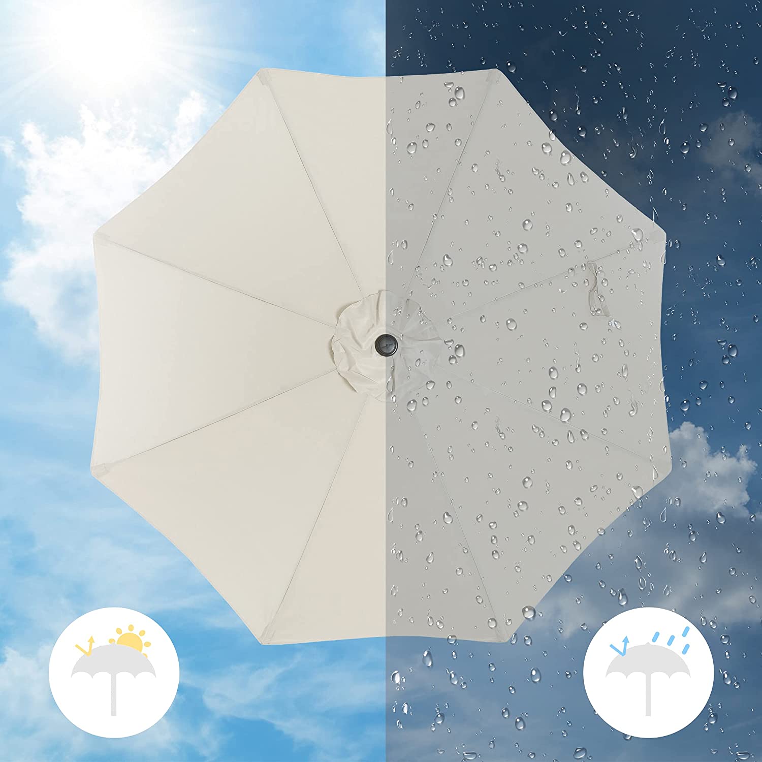 Parasol - Garden parasol - Ø 270 cm - Tiltable - With crank - Beige