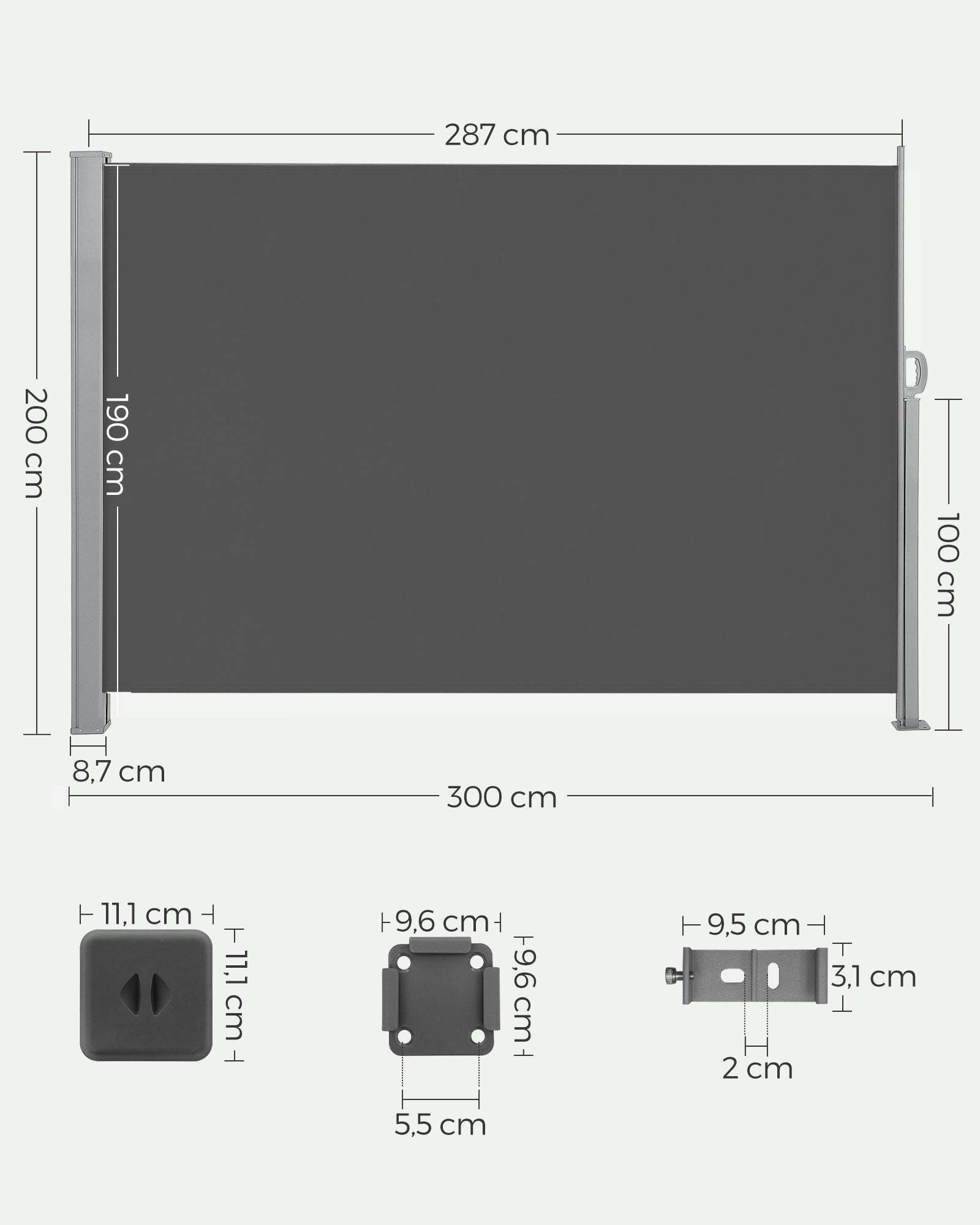 Side canopy - 200 × 300 cm - Anthracite