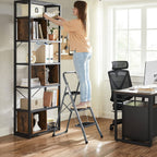 Stapping stool - With 3 steps - Metal frame - Gray / black