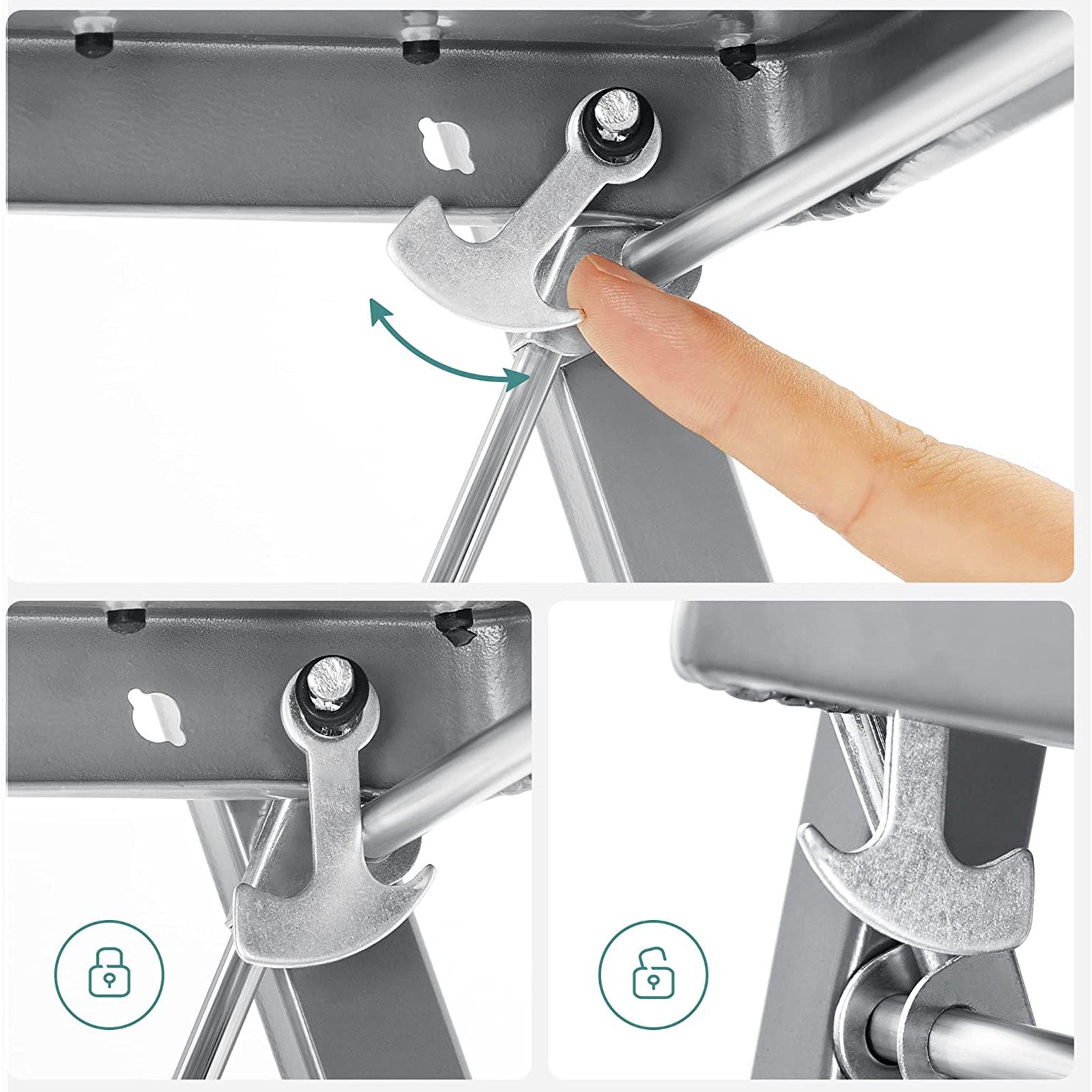 Stapping stool - With 3 steps - Metal frame - Gray / black