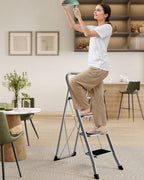Stairladder - with 4 steps - load capacity of up to 150 kg - pigeon gray