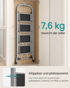 Stairladder - with 4 steps - load capacity of up to 150 kg - pigeon gray