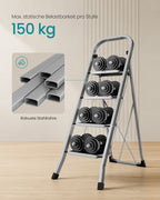 Stairladder - with 4 steps - load capacity of up to 150 kg - pigeon gray
