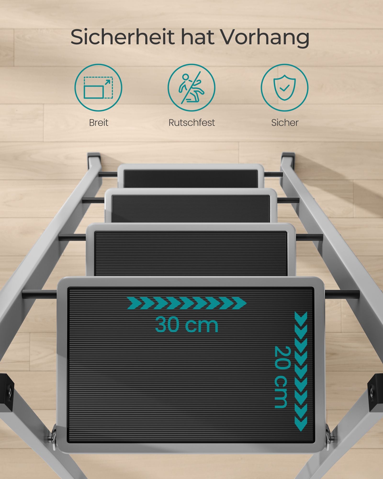 Stairladder - with 4 steps - load capacity of up to 150 kg - pigeon gray