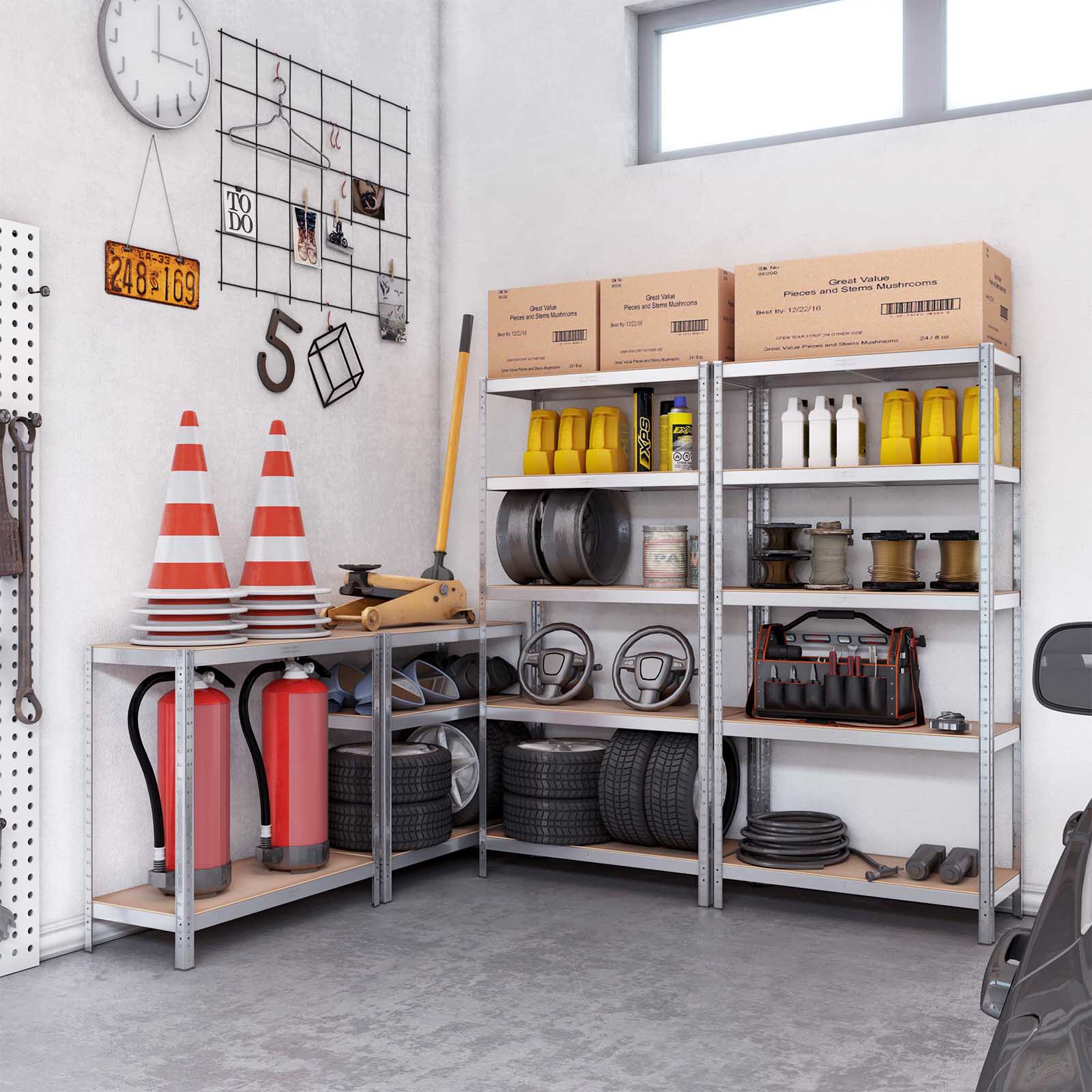 Storage rack - metal cupboard - 875 kg bearing capacity - 180 x 90 x 40 cm - silver