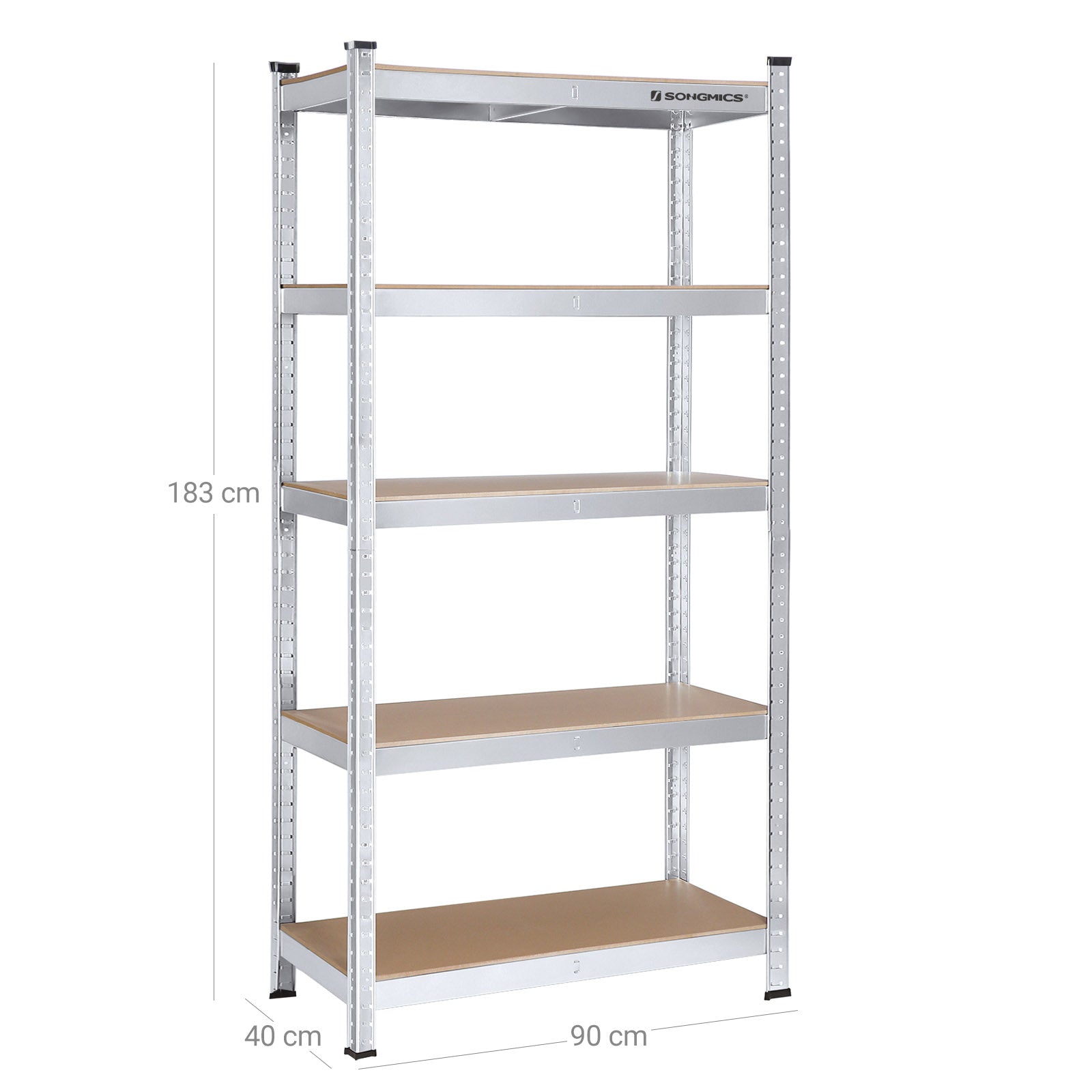 Storage rack - metal cupboard - 875 kg bearing capacity - 180 x 90 x 40 cm - silver