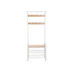 Coat rack - Shoe rack with bench - Industrial - White/Naturel