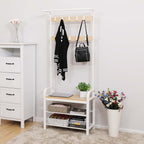 Coat rack - Shoe rack with bench - Industrial - White/Naturel
