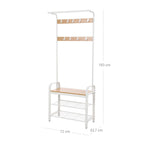 Coat rack - Shoe rack with bench - Industrial - White/Naturel
