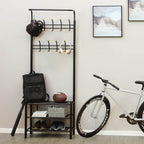 Coat rack - with shoe rack and sofa - black