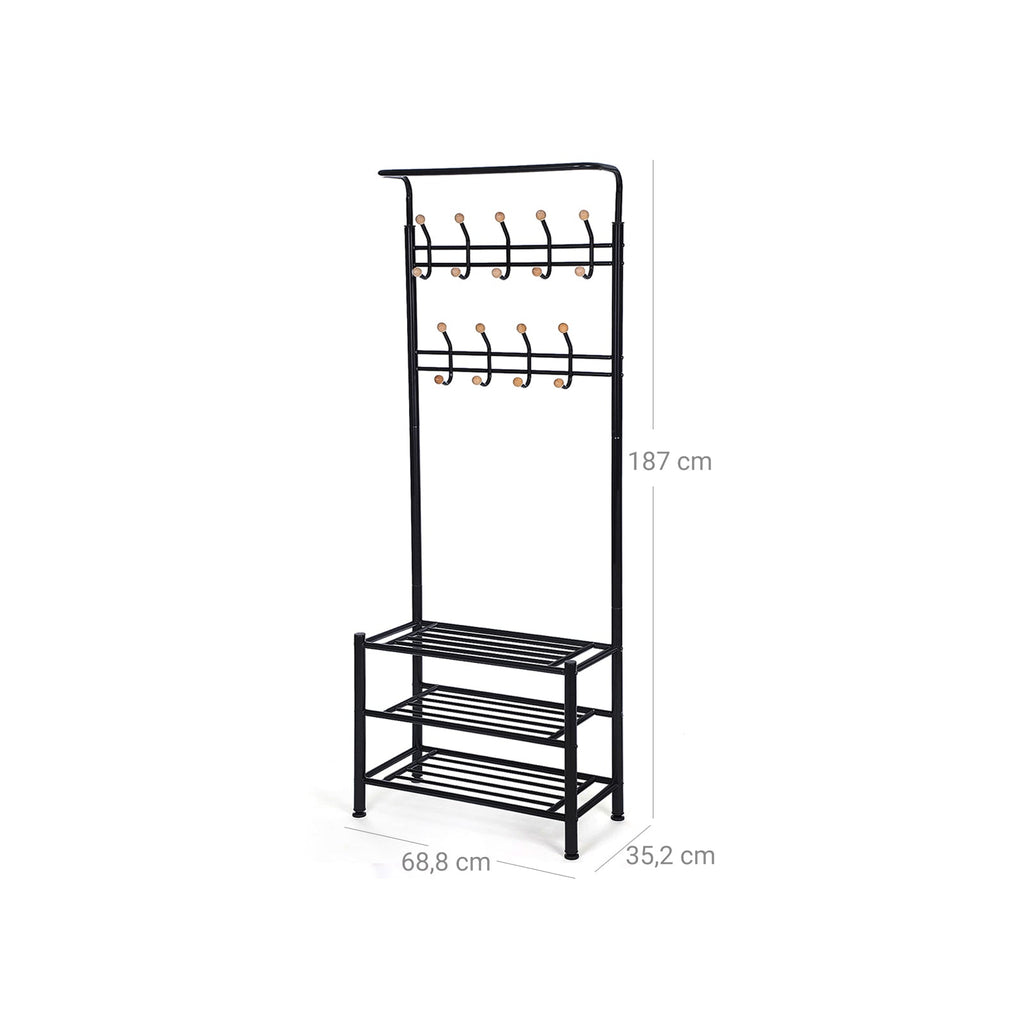 Coat rack - with shoe rack and sofa - black