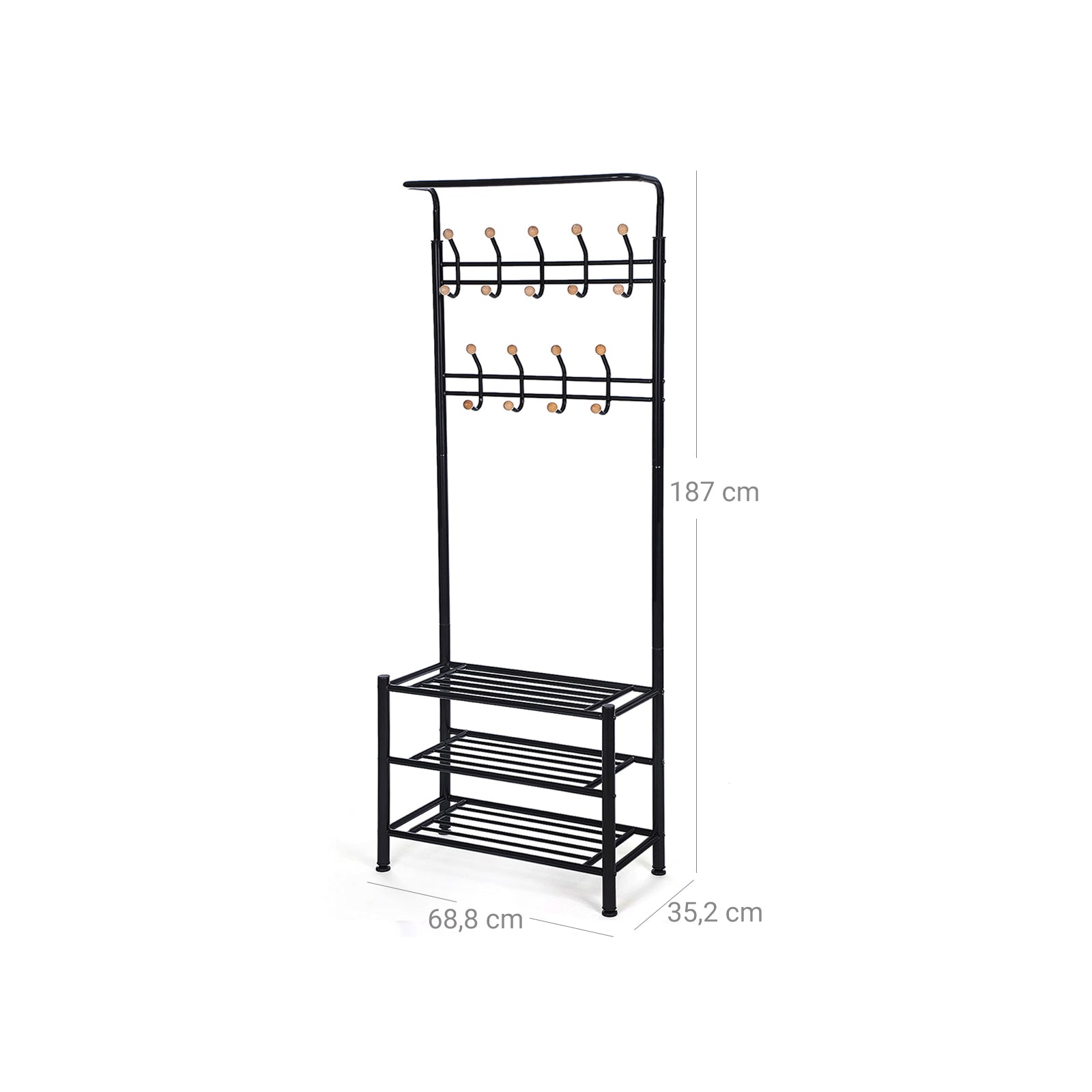 Coat rack - with shoe rack and sofa - black