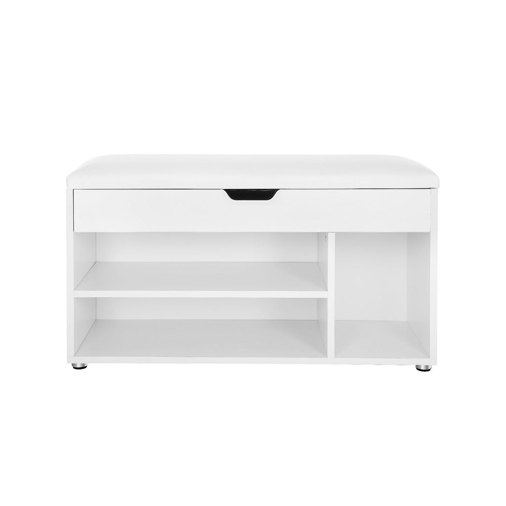 Shoe Bank - with seat cushions - 3 compartments - White
